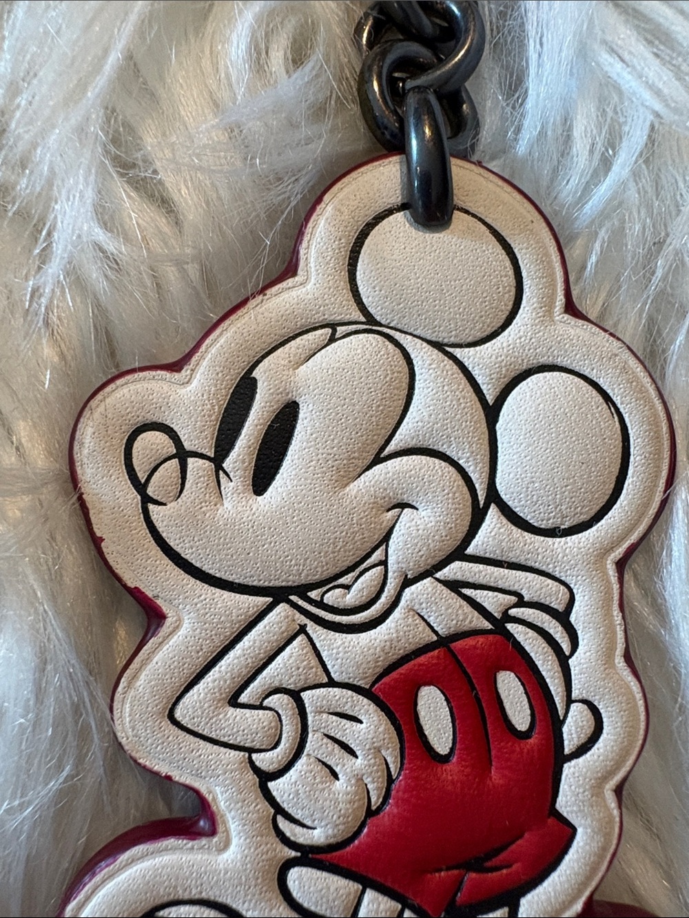 Disney Coach  Mickey Mouse Leather Key Fob - White & Red - Picture 3 of 10
